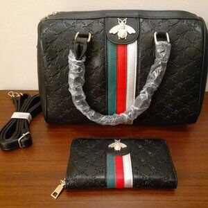 AMERICAN BEE 2-in-1 Bee-Accented Tote With Wallet